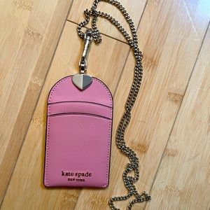 Kate Spade Spencer Lanyard Pink Leather ID Holder